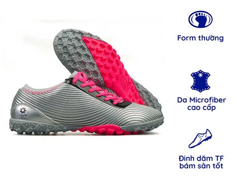 giày bóng đá Jogarbola Racer TF màu bạc hồng, thiết kế ôm chân