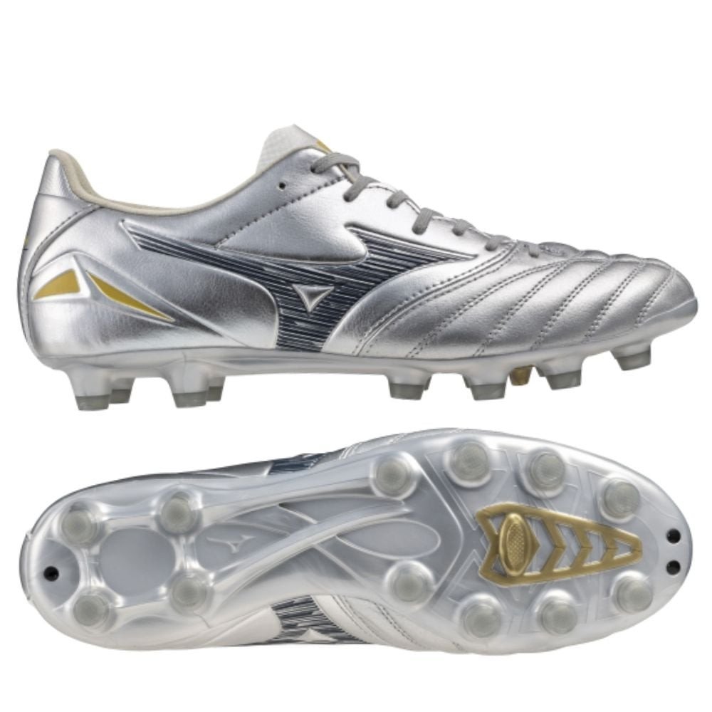 Giày bóng đá Mizuno Morelia Neo IV Pro FG Platinum màu bạc ấn tượng