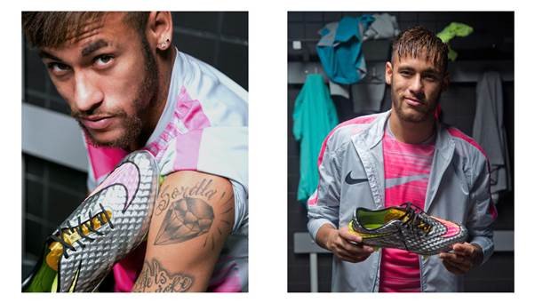 Giày bóng đá Nike Hypervenom 1 Liquid Diamond phối màu bạc hồng độc đáo của Neymar