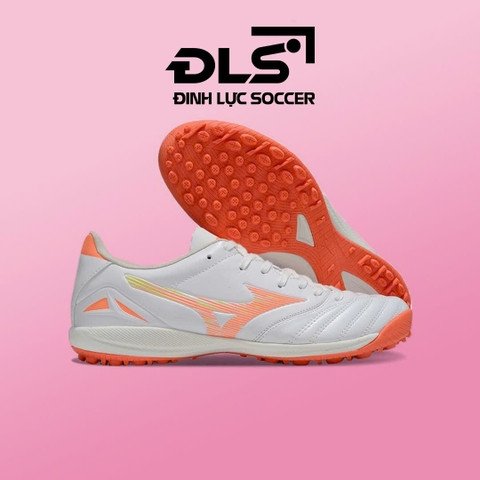 Giày bóng đá tốt Mizuno Morelia Neo 4 Pro AS trắng cam, đế TF chuyên dùng cho sân cỏ nhân tạo.
