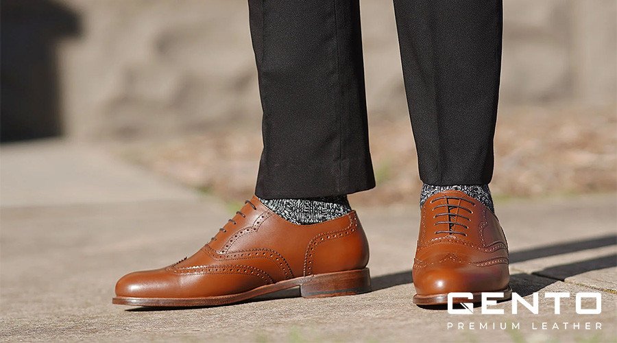Giày Brogue họa tiết đục lỗ độc đáo cho chú rể