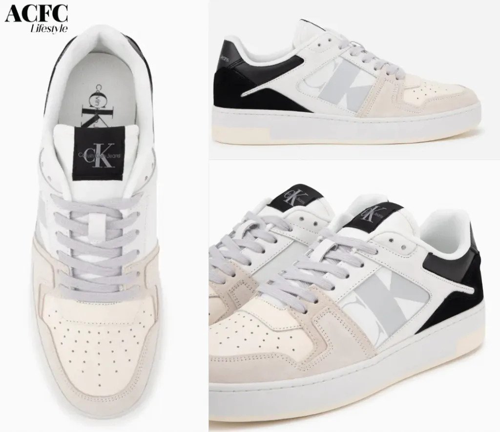 Giày Calvin Klein sử dụng cách thắt dây giày ziczag, thể hiện phong cách tối giản
