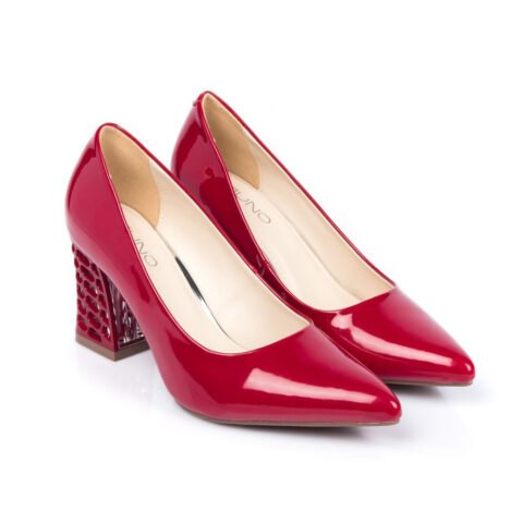 Giày cao gót 9cm mũi nhọn đế vuông màu đỏ