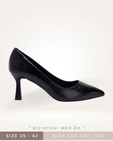 Giày cao gót big size màu đen mũi nhọn Merly 1386