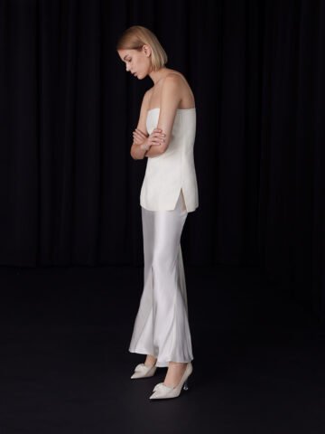 Giày cao gót cô dâu trắng đính nơ lấp lánh