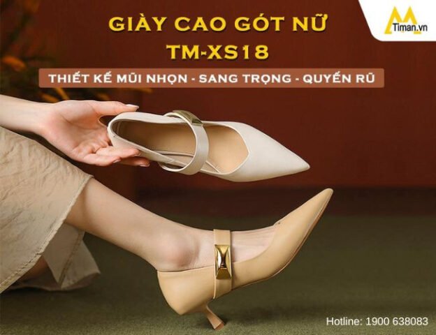 Giày cao gót da nữ đẹp màu đen thanh lịch, phù hợp công sở.