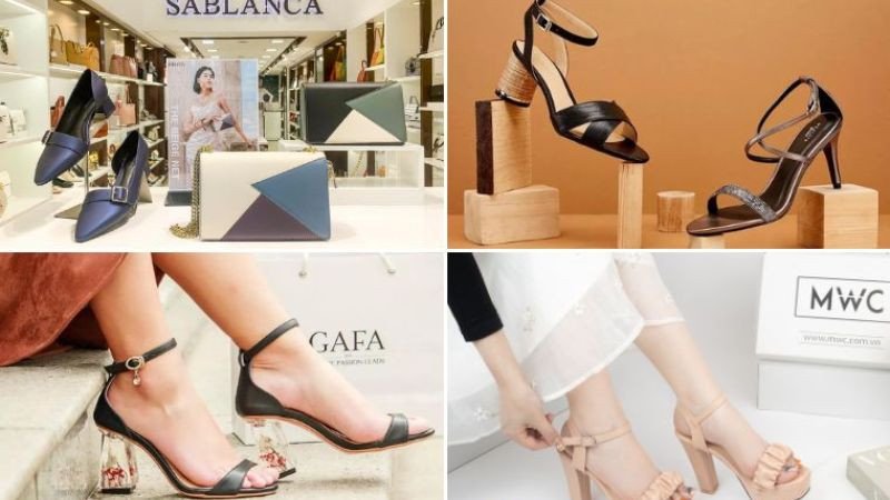 Giày cao gót nữ màu đen bóng bẩy với mũi nhọn và gót thanh mảnh, tăng vẻ quyến rũ
