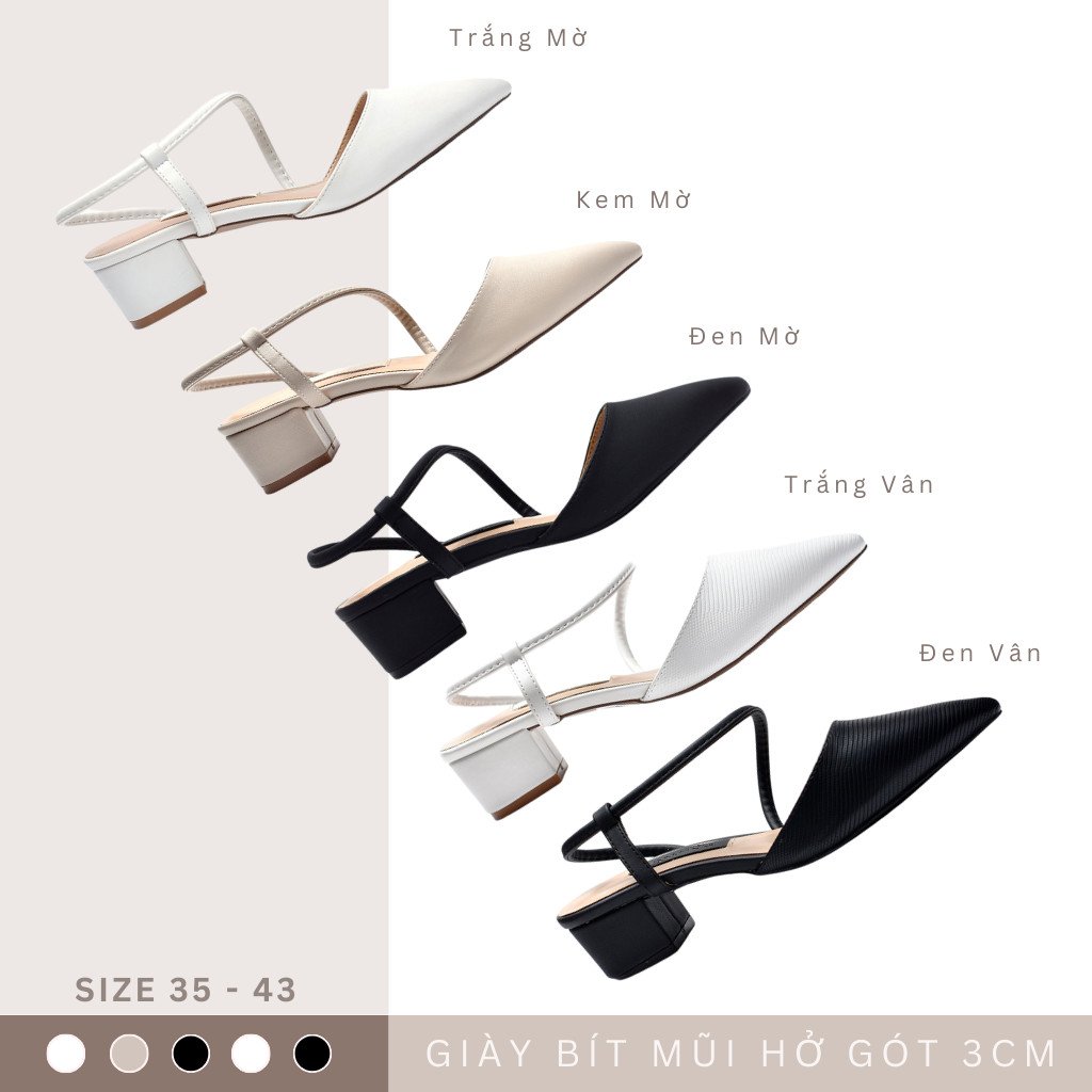 Giày cao gót nude đế 3cm big size 1047