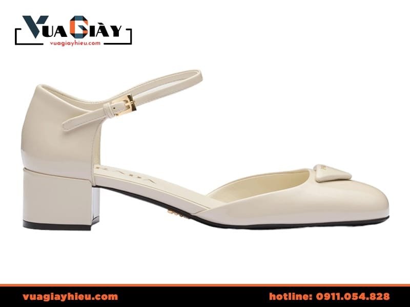 Giày cao gót Prada Patent Leather Pumps màu trắng tinh khôi