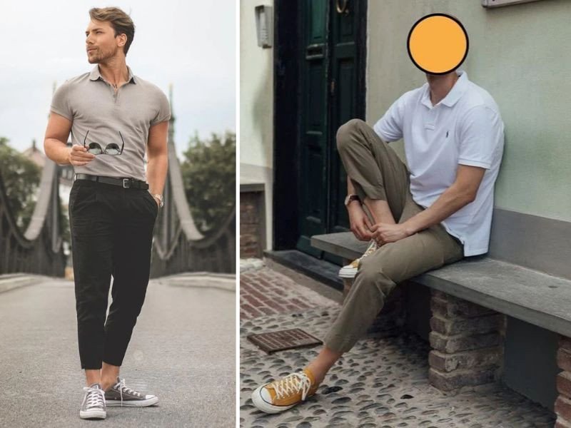 giày converse kết hợp quần tây áo polo