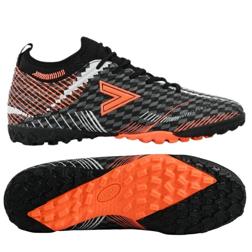 Giày đá banh Mitre MT-100795 màu đen cam, phù hợp cho cầu thủ kiểm soát bóng và tốc độ