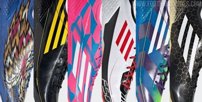 Giày đá bóng Adidas F50 Adizero màu vàng xanh trên sân cỏ
