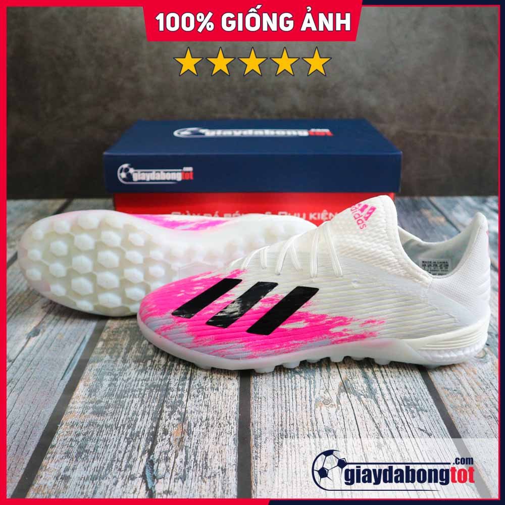 Giày đá bóng Adidas X19.1 TF màu trắng hồng với logo đen
