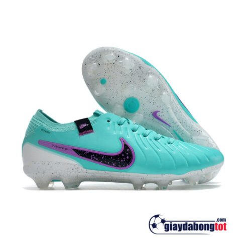 Giày đá bóng đinh FG giá rẻ Nike Tiempo Legend 10 Elite màu xanh ngọc, thiết kế ôm chân, phù hợp sân cỏ tự nhiên.