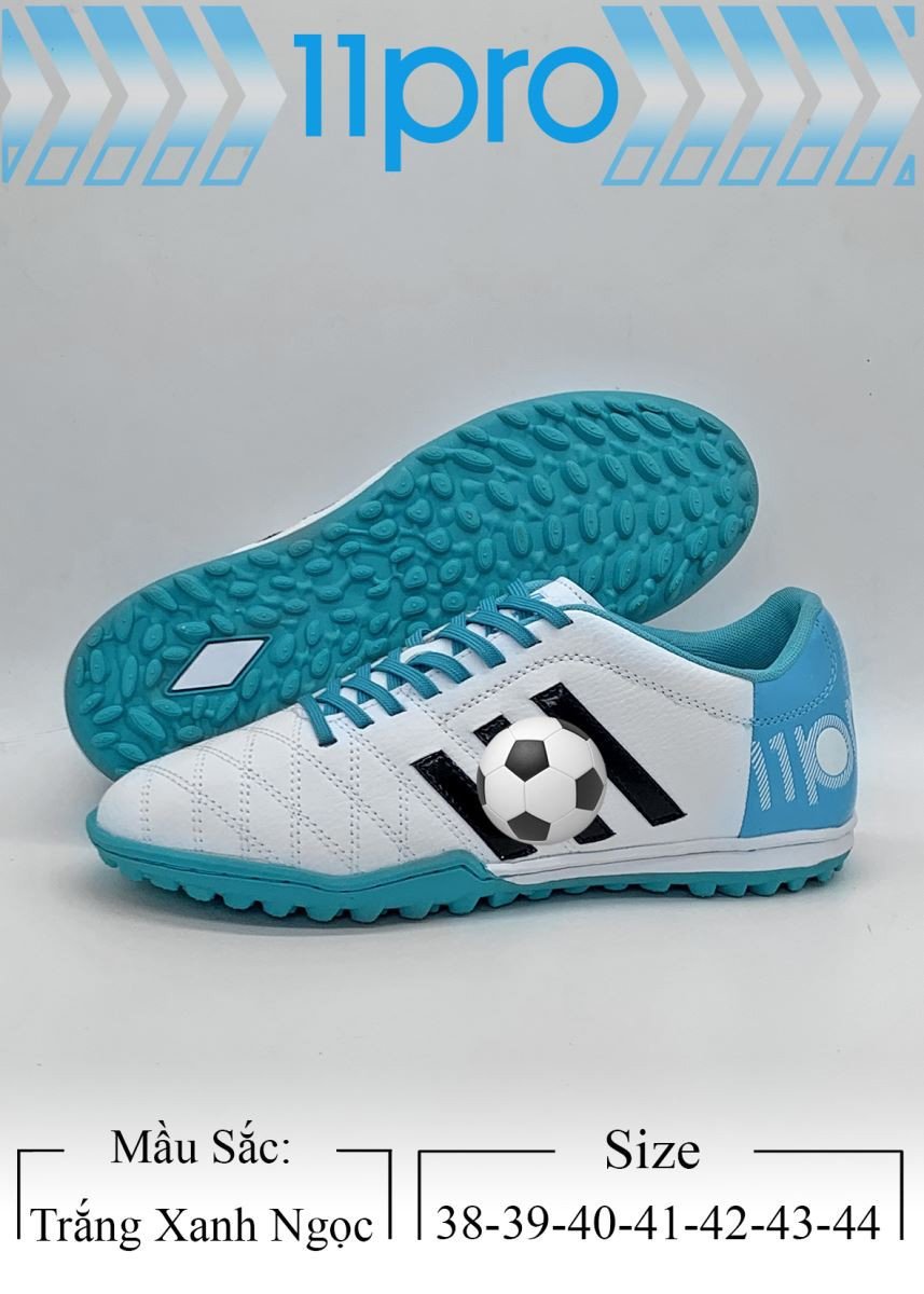 Giày đá bóng Newmos 11 Pro màu trắng xanh ngọc