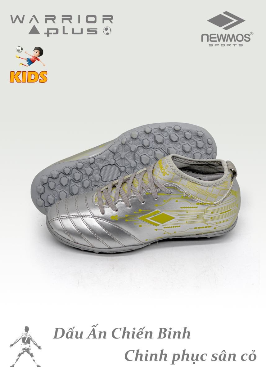 Giày đá bóng Newmos Warrior Plus trẻ em màu xanh