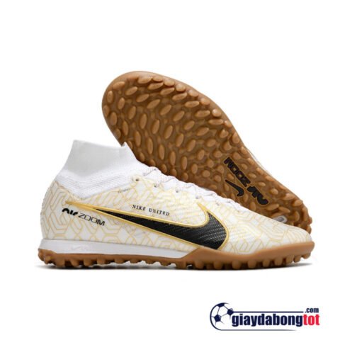 giày đá bóng nike mercurial cao cổ Superfly 9 Elite TF màu trắng vằn vàng đen