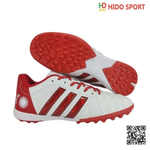 Giày đá bóng Toni 11 Pro màu đỏ sọc trắng, phù hợp sân cỏ nhân tạo