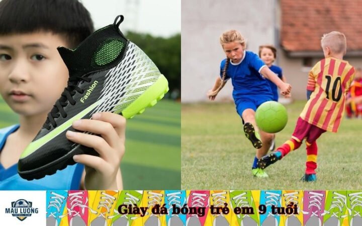 Giày đá bóng trẻ em 9 tuổi giá rẻ với kiểu dáng năng động trên sân cỏ