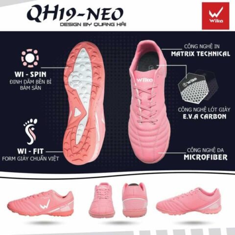 Giày đá bóng Wika QH19NEO Quang Hải hồng
