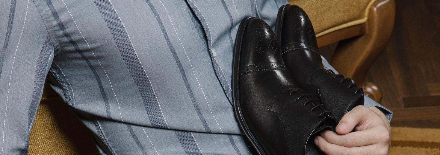 Giày da nam buộc dây mũi tròn cổ điển