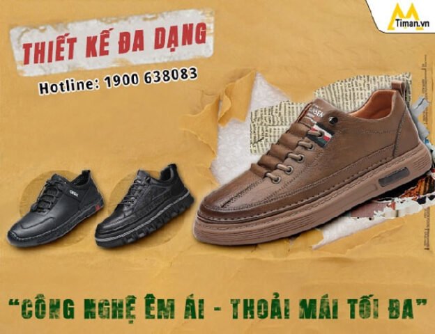 Giày da thể thao nam đa dạng kiểu dáng và màu sắc sang trọng