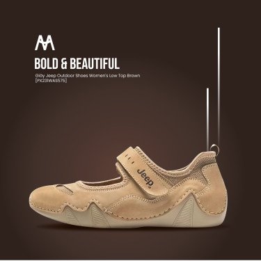 Giày Jeep Outdoor Shoes nữ cổ thấp màu nâu, phong cách đi bộ đường dài