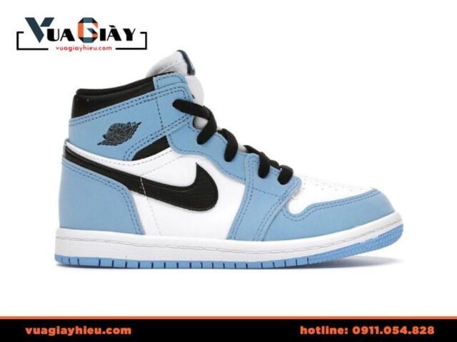 Giày Jordan cổ cao màu xanh nổi bật với thiết kế classic