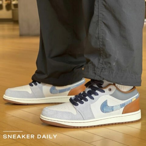Giày Jordan cổ thấp SE Phantom Denim màu đen xám phong cách thời thượng