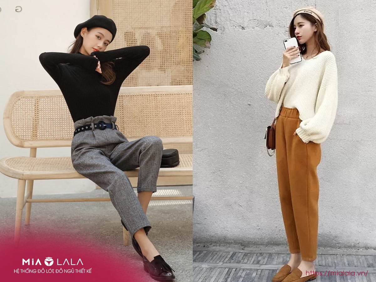 Giày loafer màu tối như đen hoặc nâu dễ dàng phối cùng quần baggy jean nữ