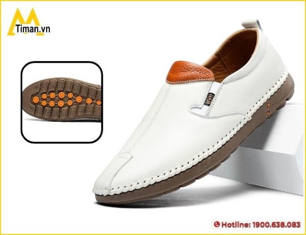 Giày lười cao su nam màu nâu đế đàn hồi chống trượt trên bề mặt