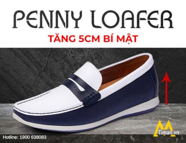 Giày lười da bò cao cấp Penny Loafer tăng chiều cao tinh tế