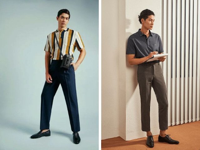 giày lười kết hợp quần tây áo polo nam