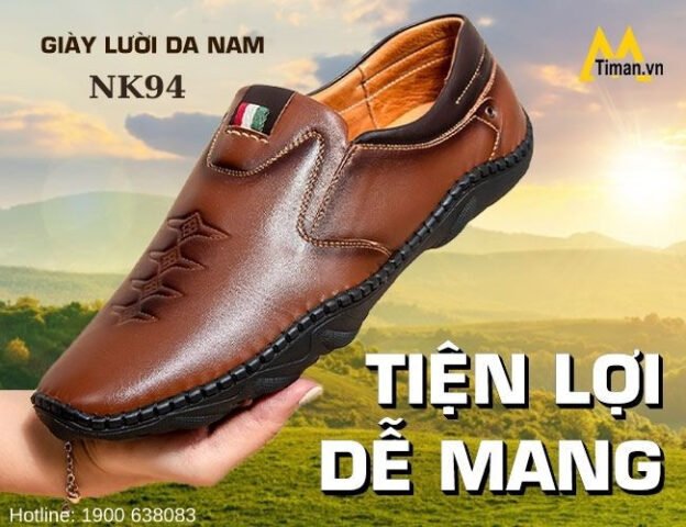 Giày lười nam cao cấp TPHCM thiết kế không dây tiện lợi, dễ dàng tháo mang