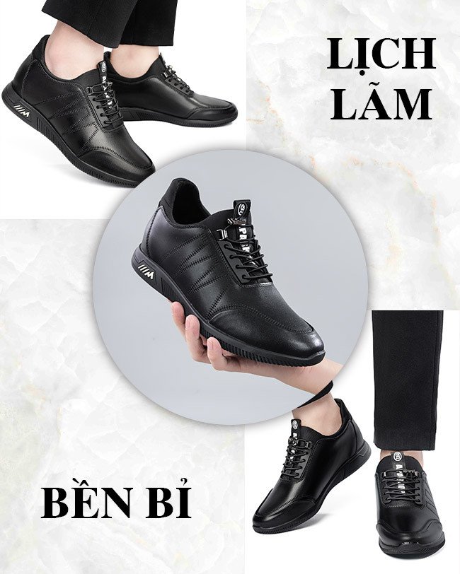 Giày lười nam công sở màu đen lịch lãm