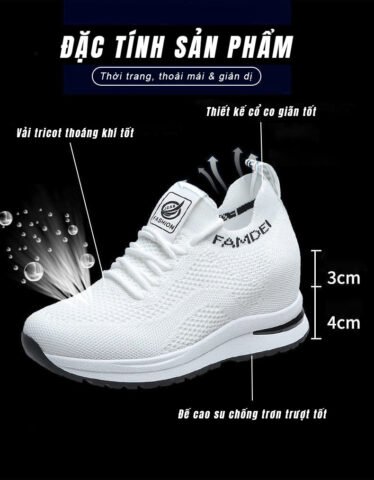 Giày lười nữ dáng thể thao với chất liệu dệt kim cao cấp, thể hiện sự tinh tế và bền bỉ.