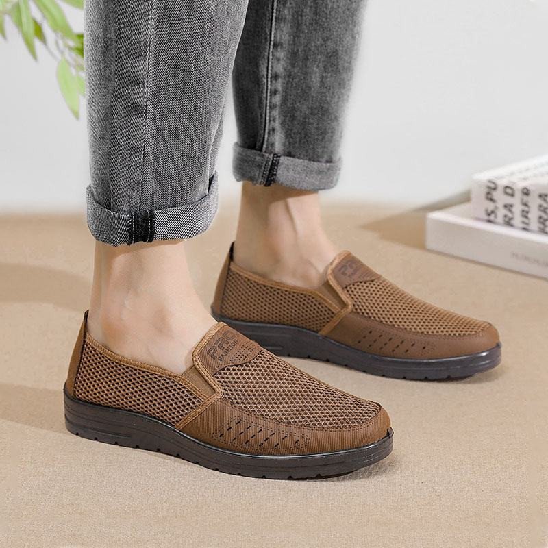 Giày lười vải nam màu xám đế trắng