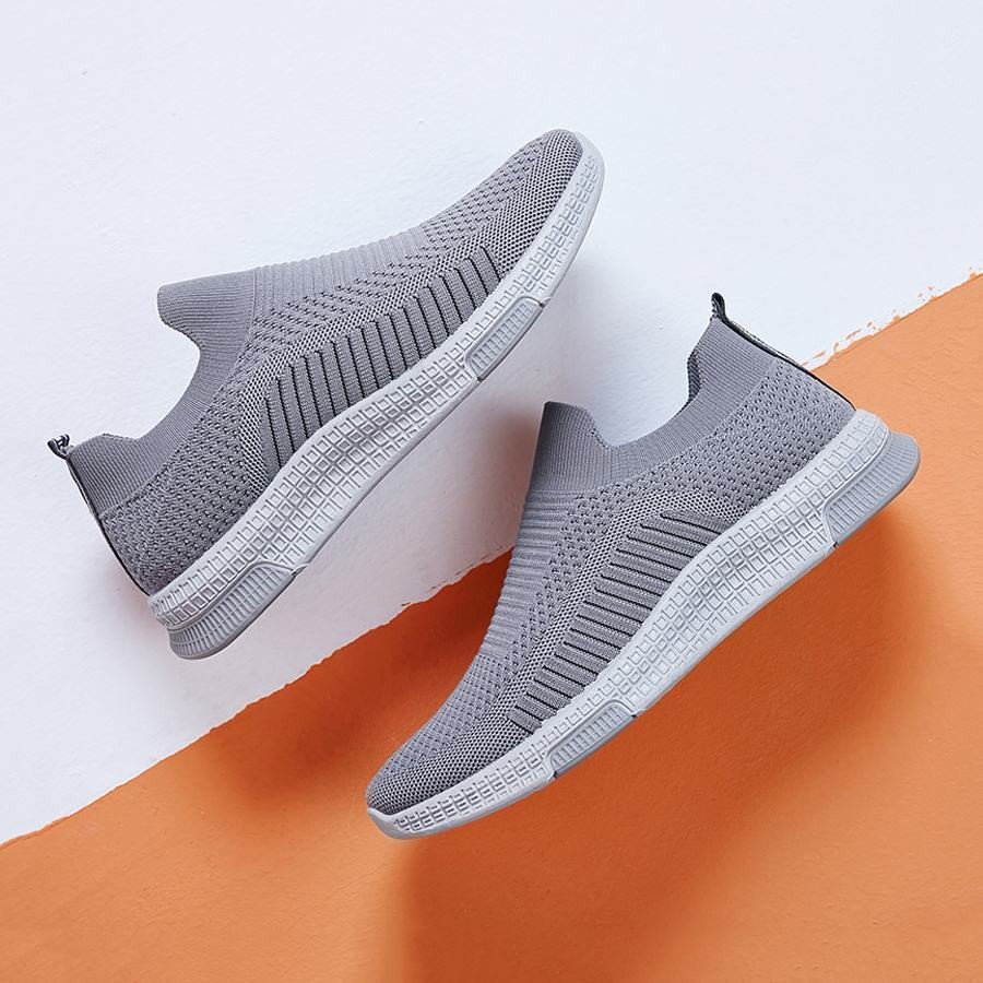 Giày lười vải nam màu xám trơn