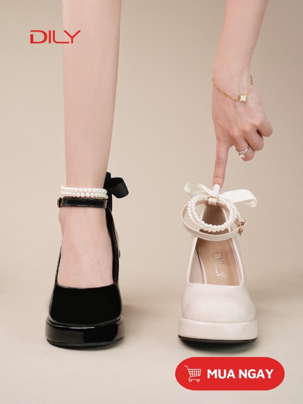 Giày Mary Jane quai ngọc trai, đế đúp tôn dáng