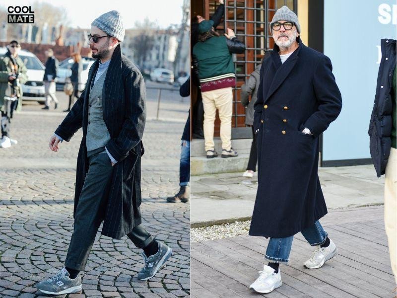 Giày New Balance nam kết hợp áo khoác dài tạo phong cách lịch lãm, ấm áp cho phái mạnh