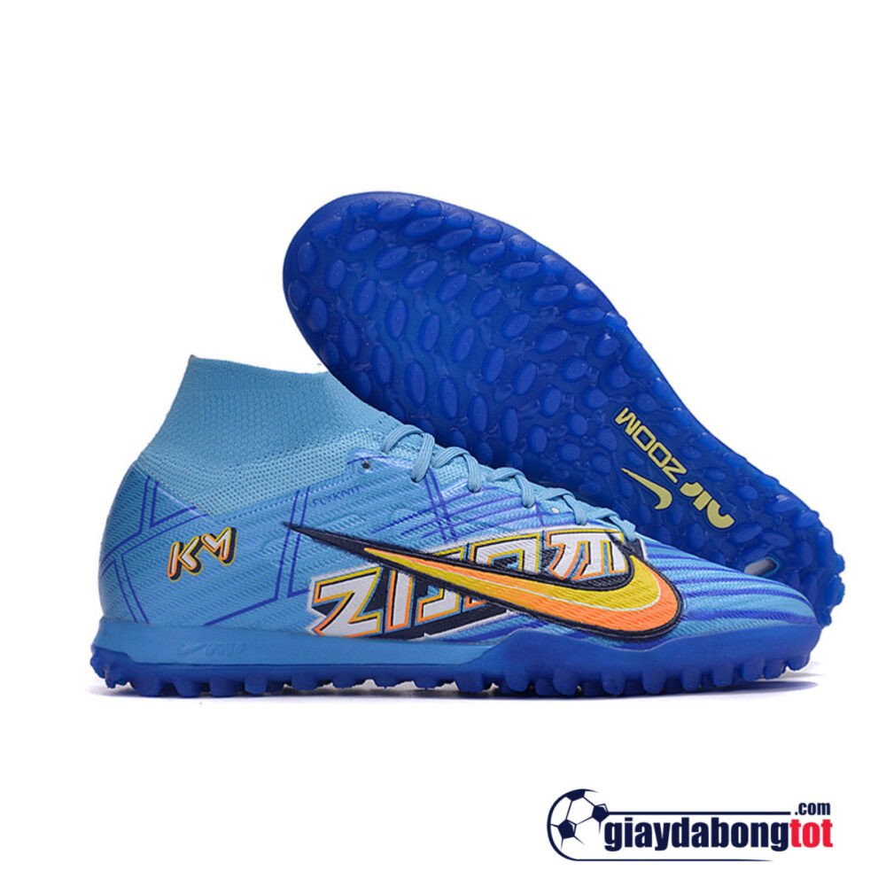 Giày Nike Superfly 9 Elite TF xanh dương vàng cổ cao, lấy cảm hứng từ Mbappe