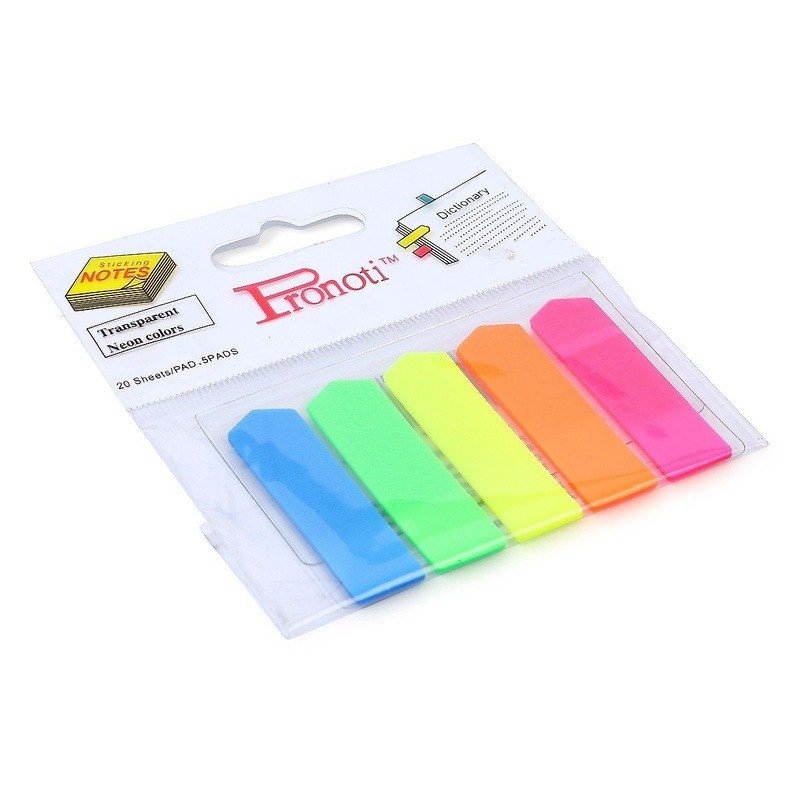 Giấy note nhựa Pronoti hình mũi tên 5 màu, bền bỉ và chống nước.