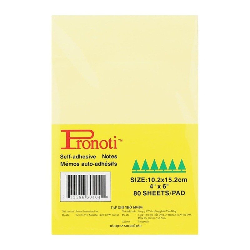 Giấy note vàng Pronoti 4x6 inch, cung cấp không gian rộng rãi cho ghi chú chi tiết.