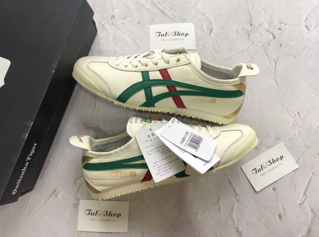 Giày Onitsuka Tiger Mexico 66 màu be phối xanh và đỏ vàng, phong cách basic dễ phối đồ
