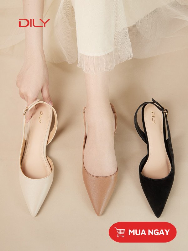 Giày slingback mũi nhọn màu nude, kết hợp hoàn hảo cho các mẫu giày nữ đẹp 2024