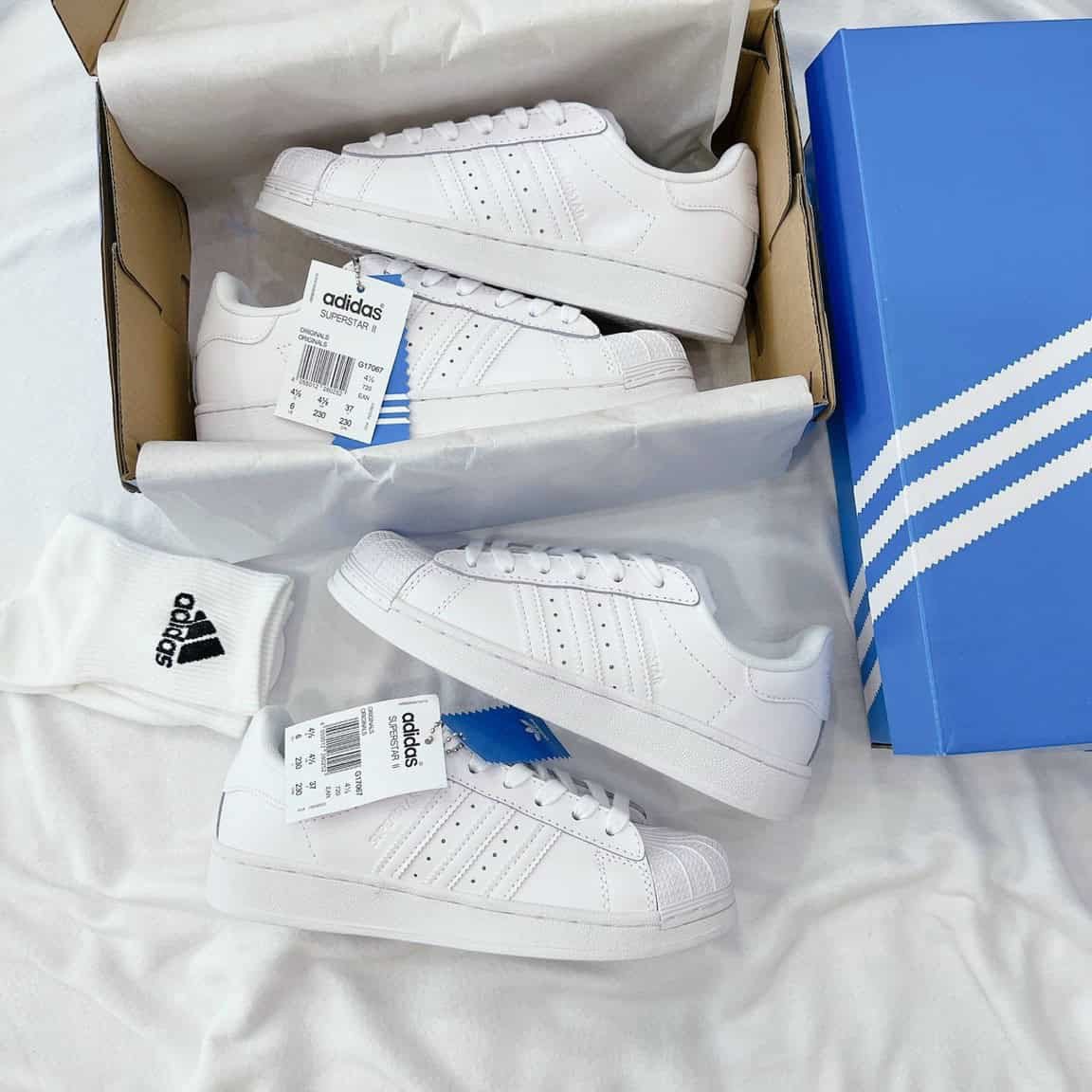 Giày sneaker đôi Adidas Superstar trắng đen phong cách đường phố