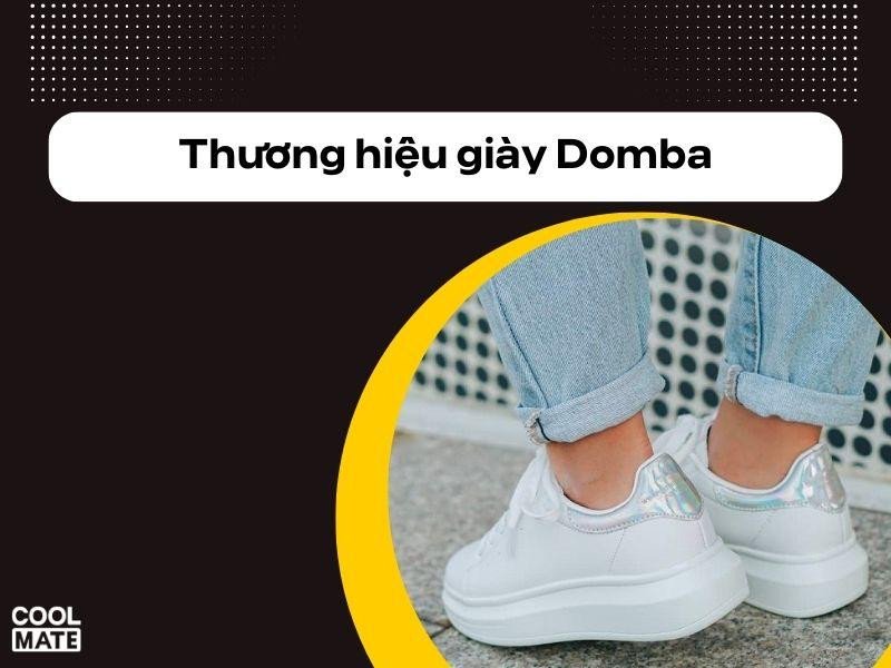 Giày sneaker Domba màu trắng với các chi tiết màu đen