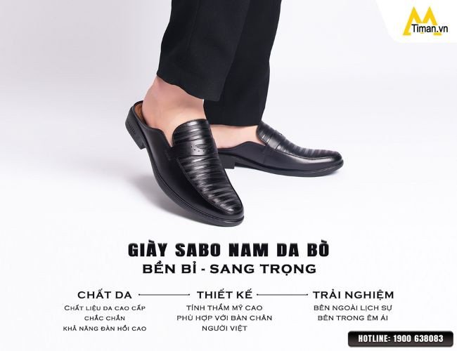 Giày sục nam da bò thật sang trọng, bền bỉ và đẳng cấp.