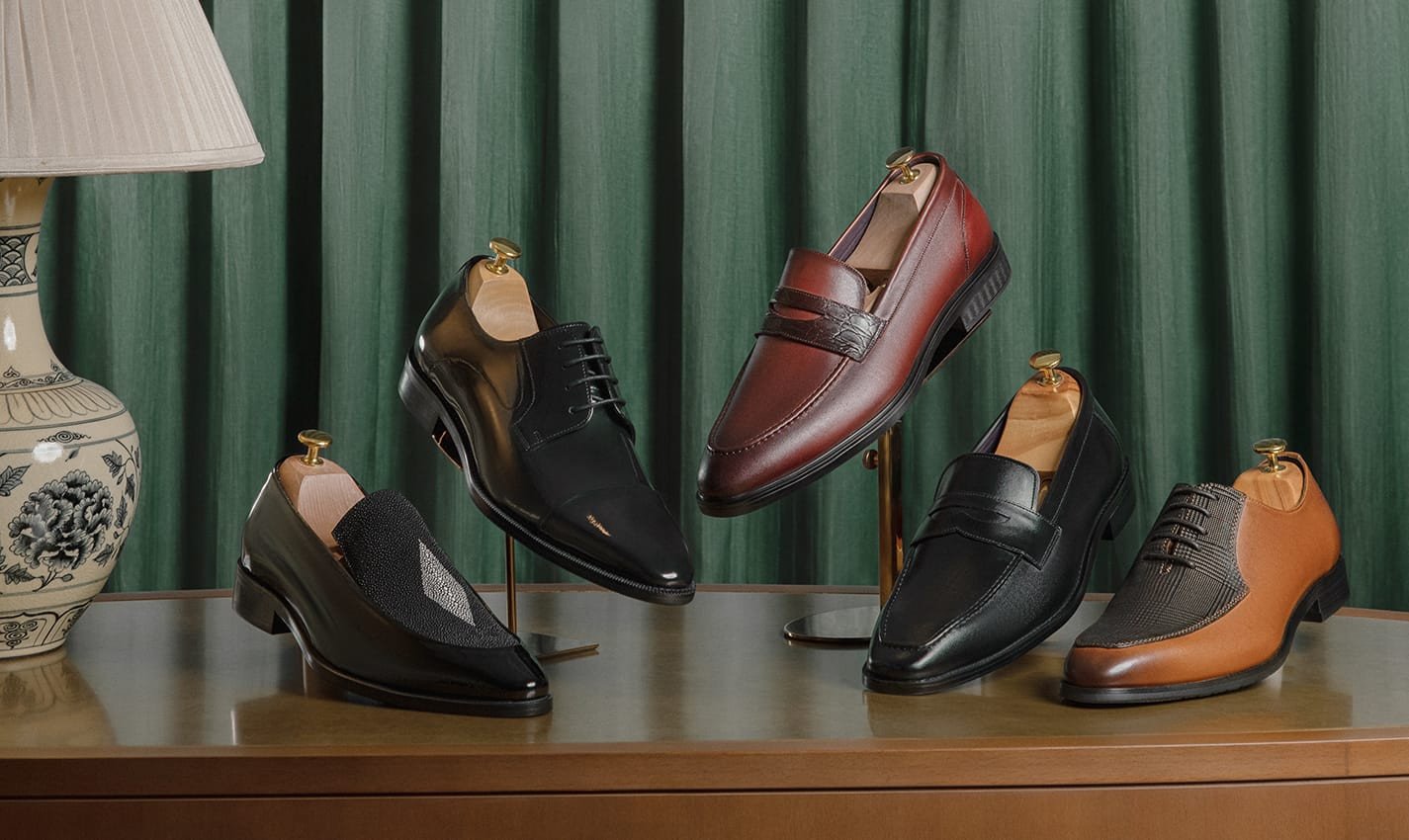 Giày tây cao cấp Derby Wingtip màu nâu đậm, dáng thời trang