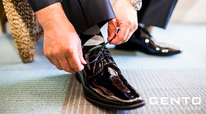 Giày tây nam chú rể đen lịch lãm trong ngày cưới